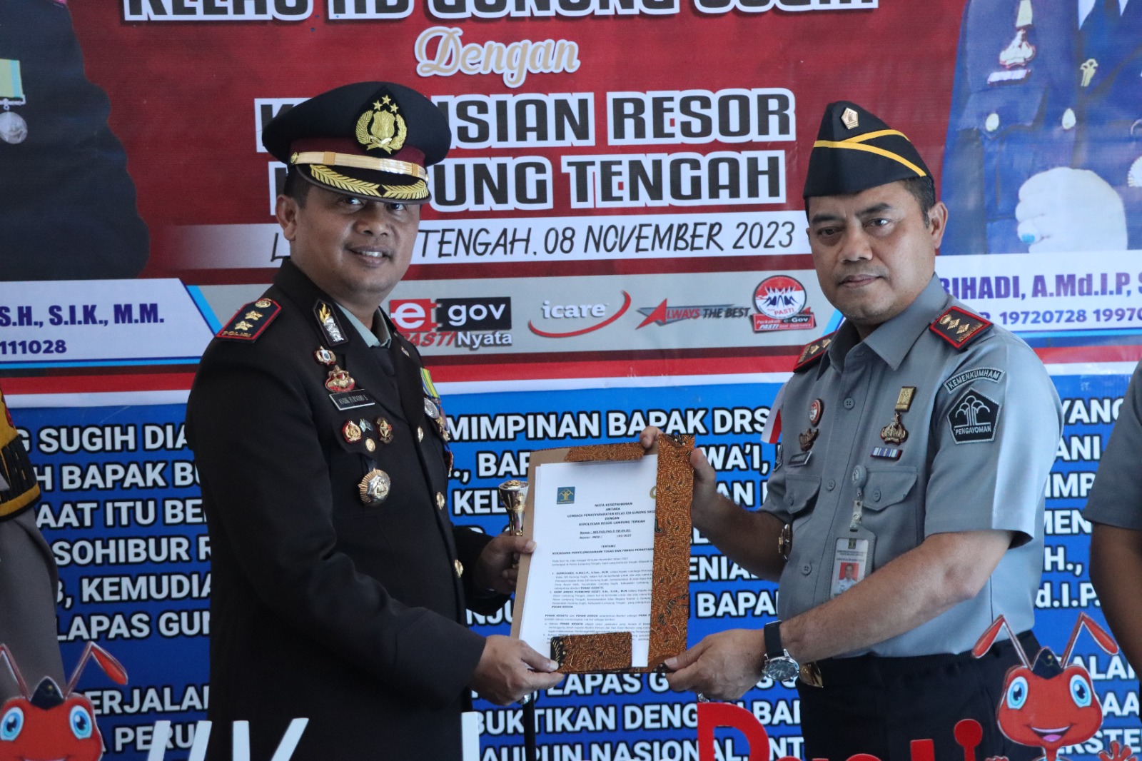 Wujud Sinergitas, Polres Lampung Tengah Teken Perjanjian Kerjasama Dengan Lapas Kelas II B Gunung Sugih