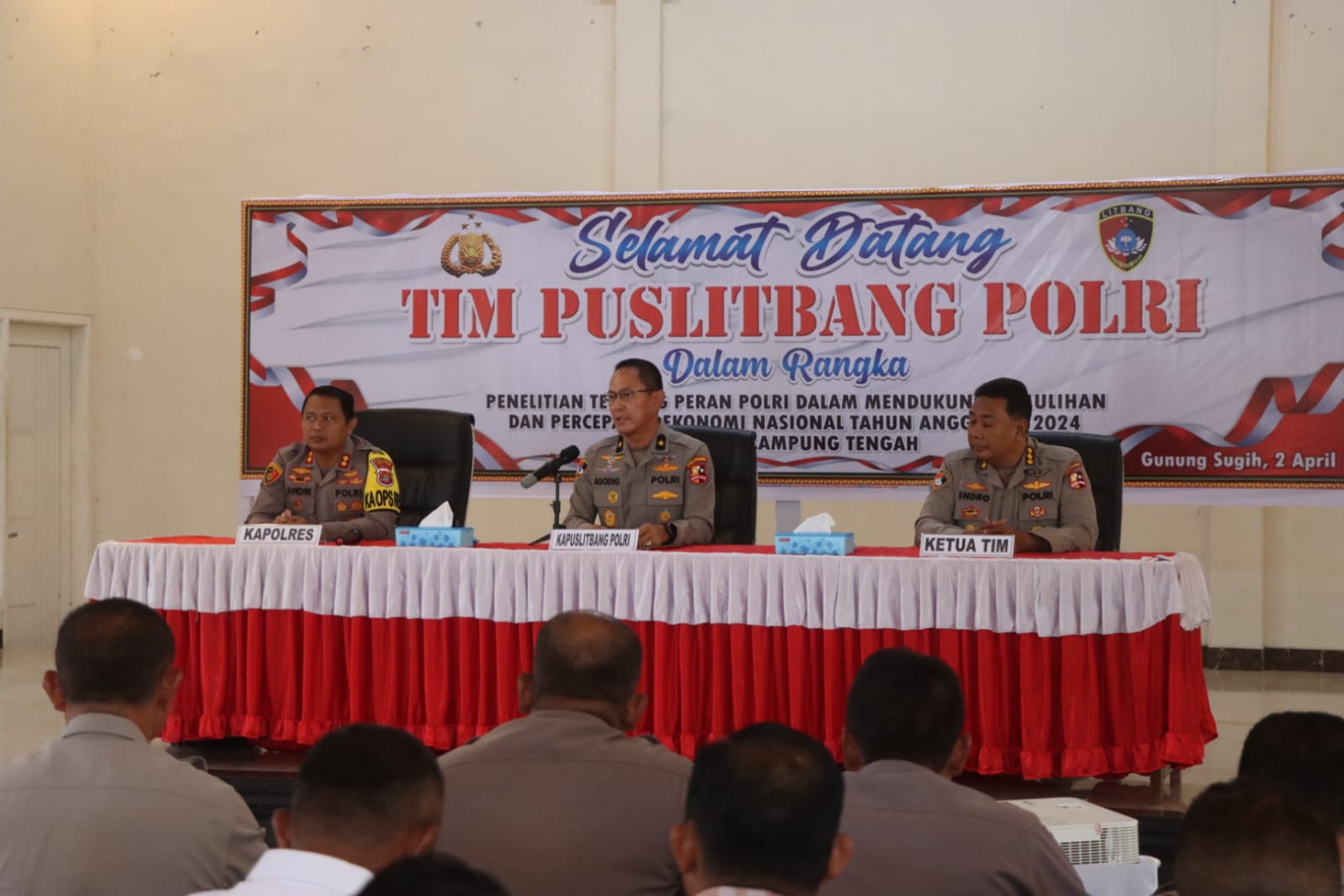 Puslitbang Polri Gelar Penelitian Peran Polri Dalam Pemulihan Ekonomi Nasional di Polres Lampung Tengah
